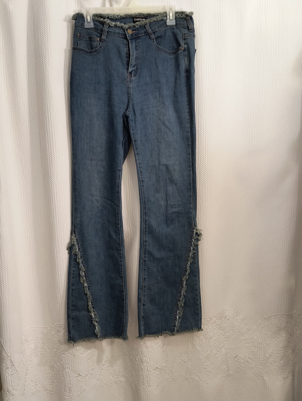 bebe Distressed Flare Jeans Women's